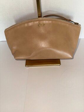Tan Leather Zip Pouch D-012